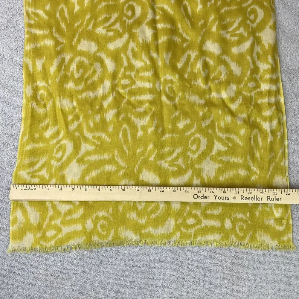 Boden Wool Scarf Women’s One Size 72 in x 22 in Yellow / Cream Abstract Design